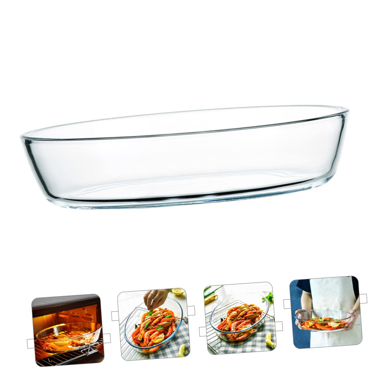 Mipcase Fuente para Hornear de Vidrio Ovalada de Gran Capacidad 2400 Ml