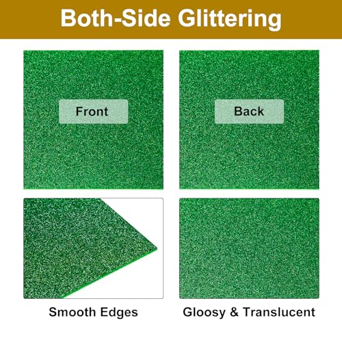 Image of MECCANIXITY 3Pcs Green Glitter Acrylic Sheets 1 /8 inch Thickness 8 inch x 8 inch Glossy PMMA Fluorescent Plastic Sheets Extruded Translucent Blanks for DIY Art Crafting Laser Cutting & Engraving