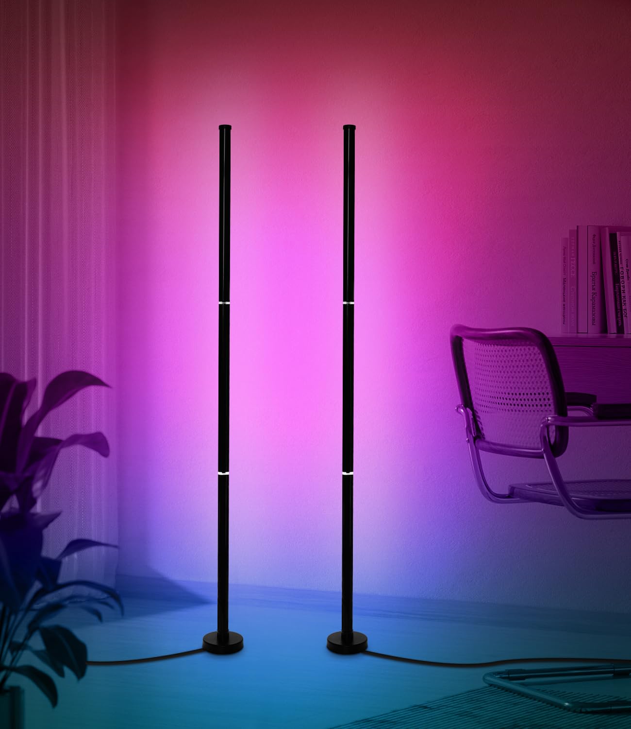 Lámpara de pie LED RGB con App y mando a distancia, con sincronización musical y 16 millones de colores que cambian de color Lámpara de pie vertical para salón, dormitorio y sala de juegos