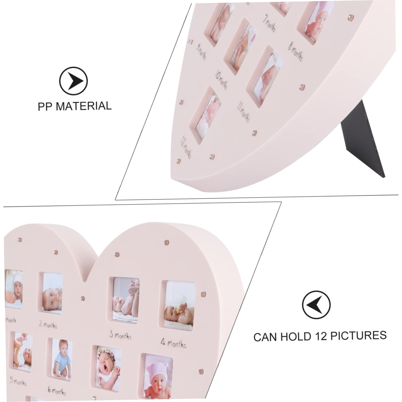 Yardwe 4 Piezas Marco de Fotos con Luz Forma de Marco Colgante para Fotos de Crecimiento Infantil Decoración y Duradera para Familiar