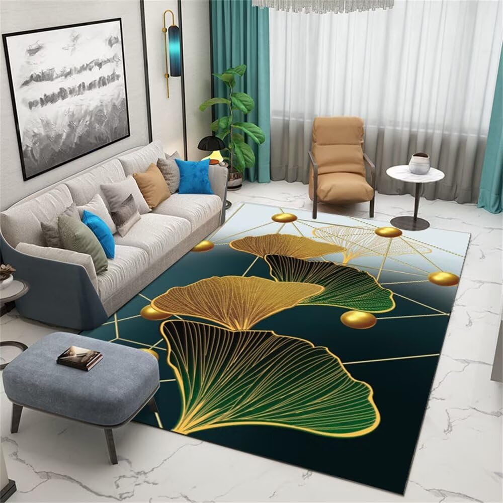 Tapis enfant ginkgo vert pour créer un coin lecture dans la chambre de bébé