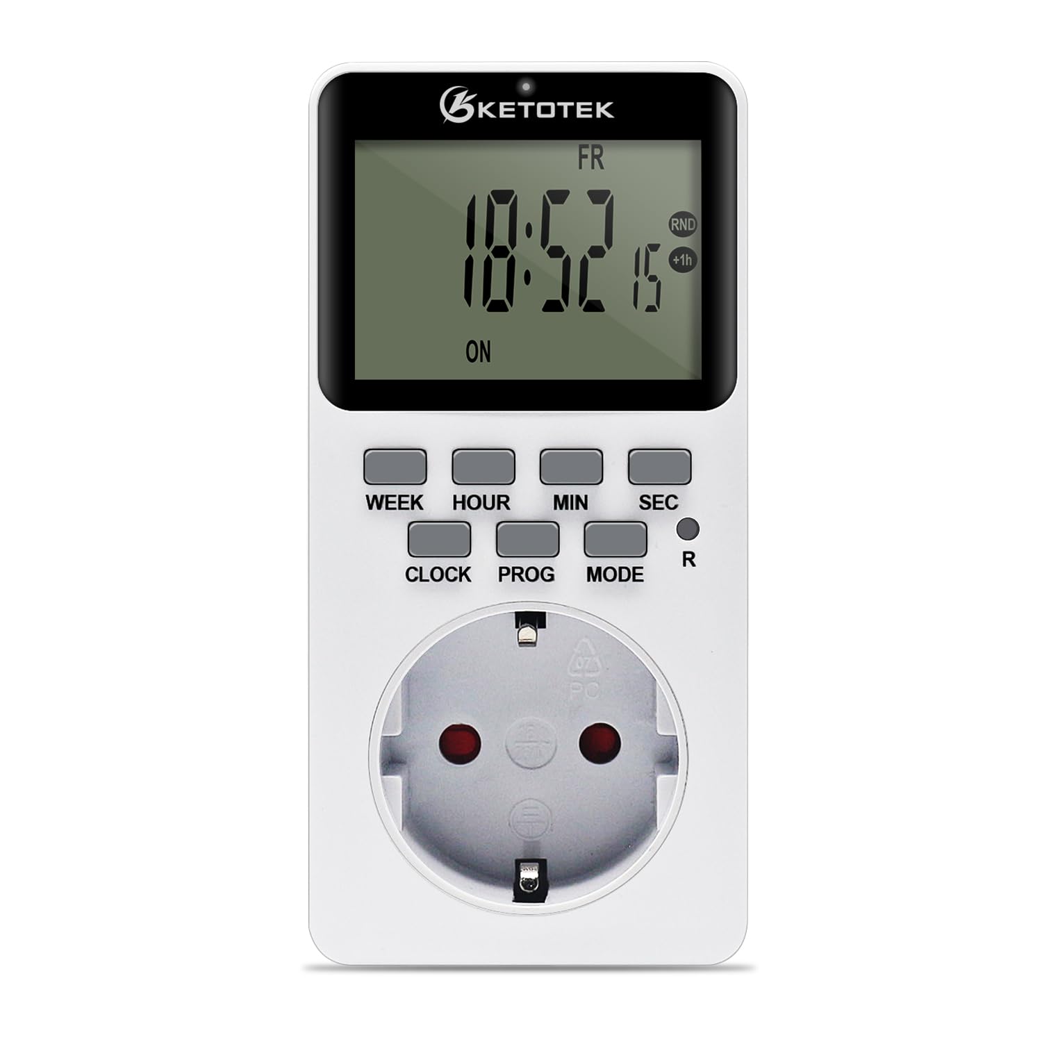 Temporizador Enchufe Digital Programable Enchufe de Salida 16A 3600W Pantalla LCD 20 Grupos Interruptor de Temporizador Programable de Encendido/Apagado Ahorro de Energía AC220V B0266eu