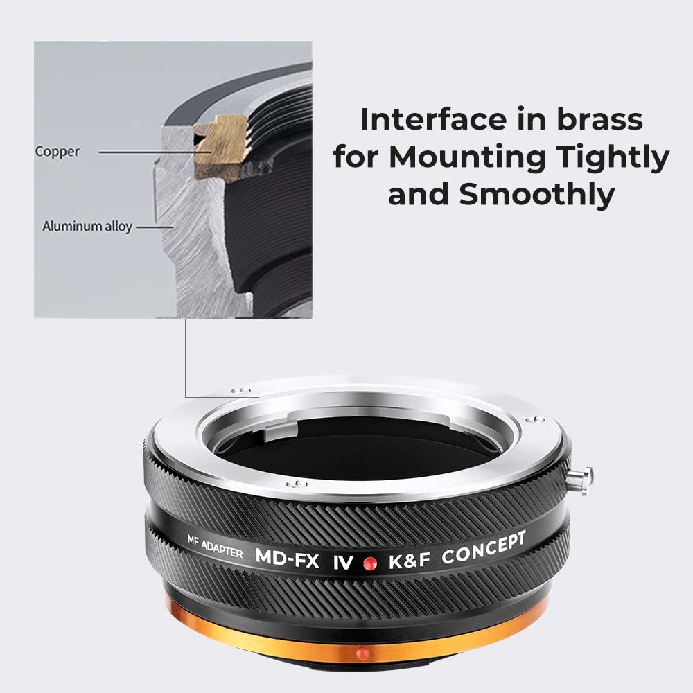 K&F CONCEPT MD-FX IV PRO Objektivadapter mit Blendenring, kompatibel mit Objektiven der Minolta MD-Serie an Fujifilm Fuji X-Series X FX-Mount-Kameras mit Mattlack-Design