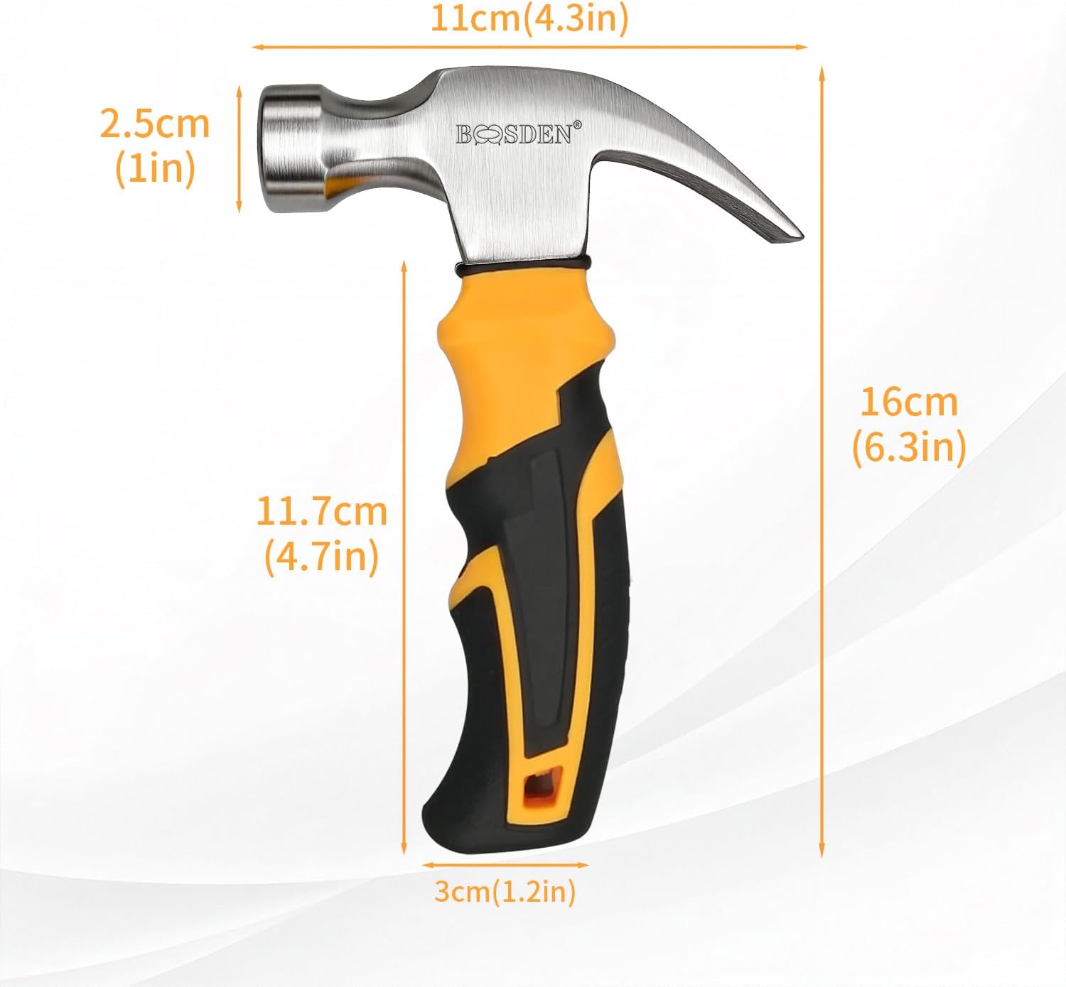 BOOSDEN 8 oz Claw Hammer, Stubby Claw Hammer, Small Hammer for Women, Kids Hammer,Mini Nail Hammer ideal for Household, Projects, Garage, Office,Hoobby, Outdoor and Camping