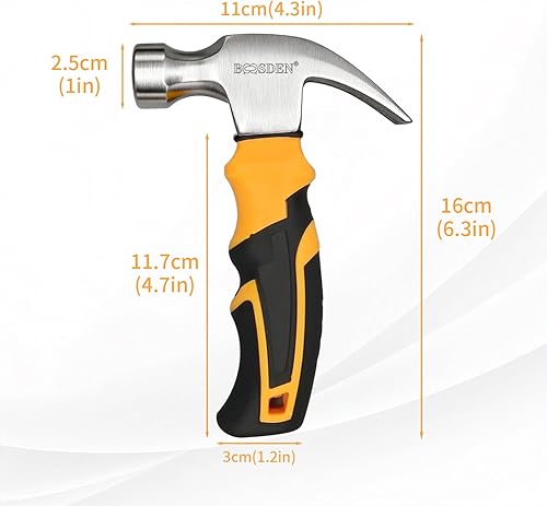 Miniatura 2 de Martillo de 8 onzas, martillo pequeño, martillo de camping BOOSDEN, martillo mini, martillo de uña, martillo rechoncho, martillo pequeño