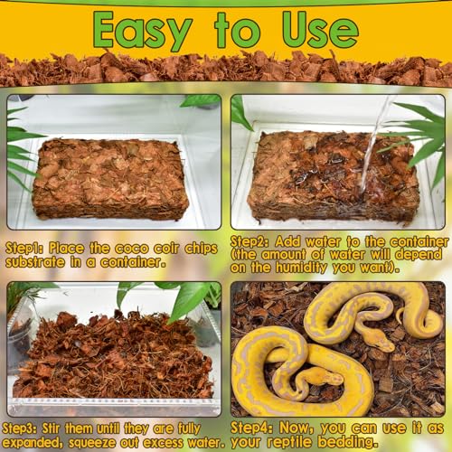 Halatool 2Pack Natural Coconut Chips Substrate 2.2Lb Coconut Husk For Reptiles Bedding Coco Husk Terrarium Substrate For Ball Python Frog Snake Gecko Hermit Crab Tortoise thumb #3