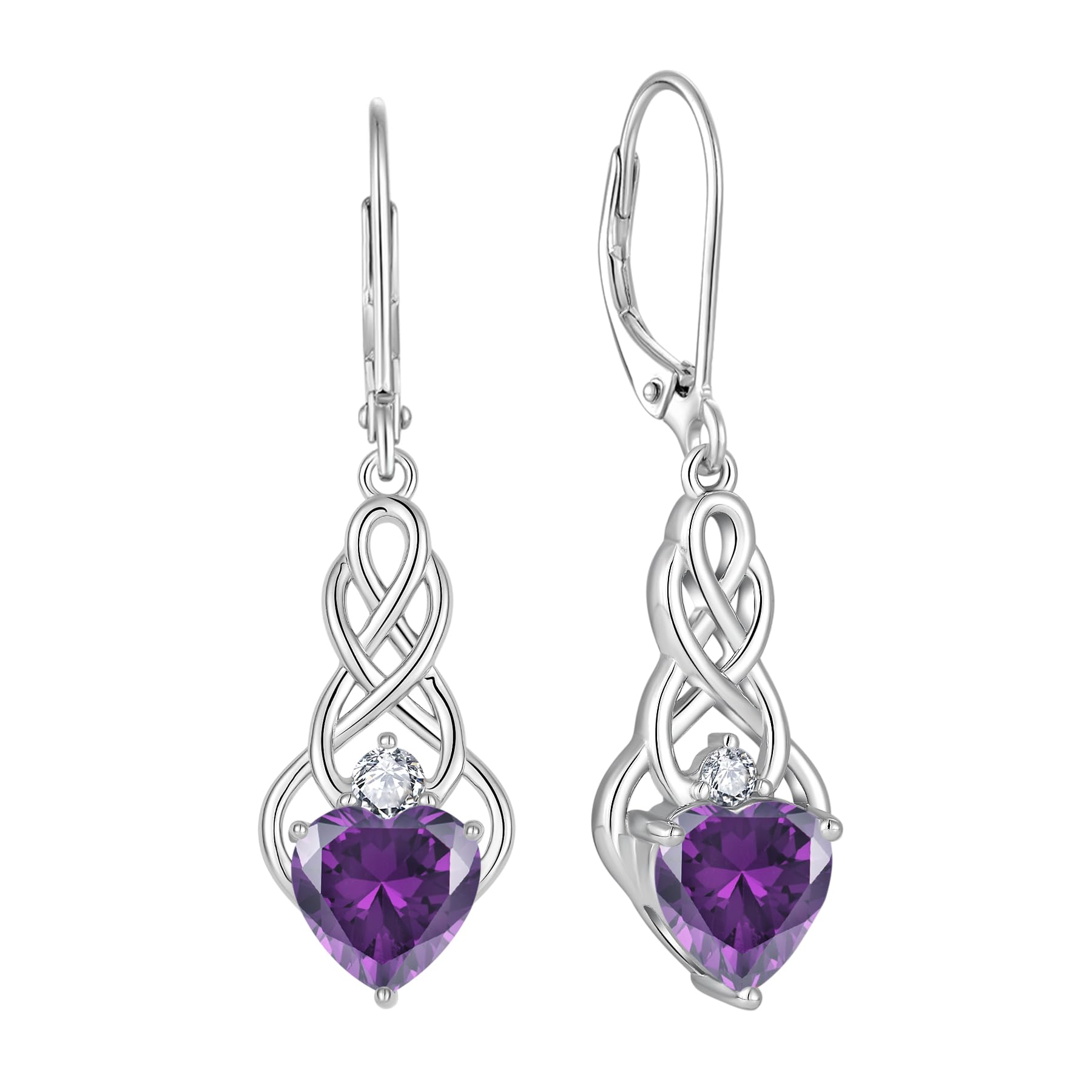 FJ Infinity Celtic Knot Earrings 925 Sterling Silver Birthstone Jewelry