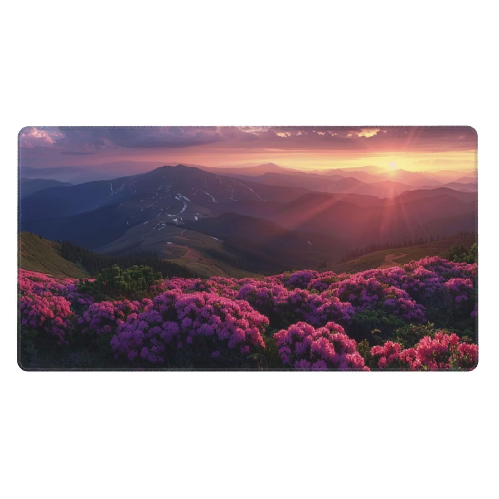 Alfombrilla de Ratón Gaming Grande XXL 1000x500x4mm con Bordes Cosidos, Tela de Micro Tejido, Base Goma Antideslizante y Mouse Pad, para Teclado Jugadores Escritorio, PC, Oficina Flores Moradas Y6551
