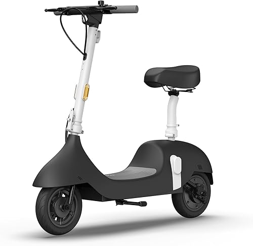OKAI Electric Scooter with Seat, 25 Miles Range, 750W Motor, 15.5 MPH, Retro Electric Scooter for Adults, 10" Vacuum Tires, Detachable Battery, Dual