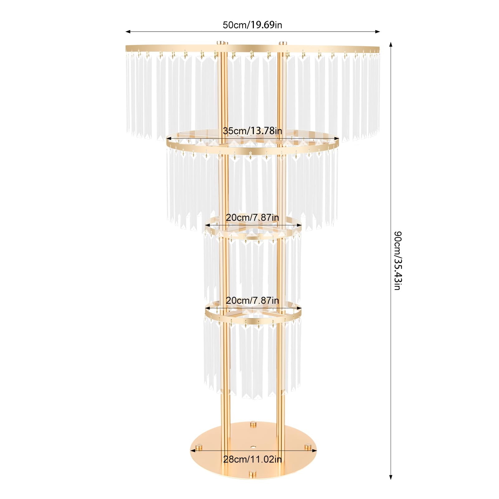 AOIDFOA 4-Tier Round Crystal Flower Stand for Weddings - Round Pedestal Stand, Crystal Flower Stand 17.64lbs Capacity, 34.4in Height,for Wedding Reception Birthday Party Events Home Decor