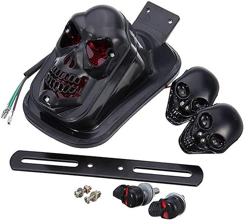 Miniatura 5 de SNOMYRS Cráneo Integrado Freno Luz Trasera Luz Indicadora de Señal de Giro Genérico Para Accesorios de Motocicleta (Plata)