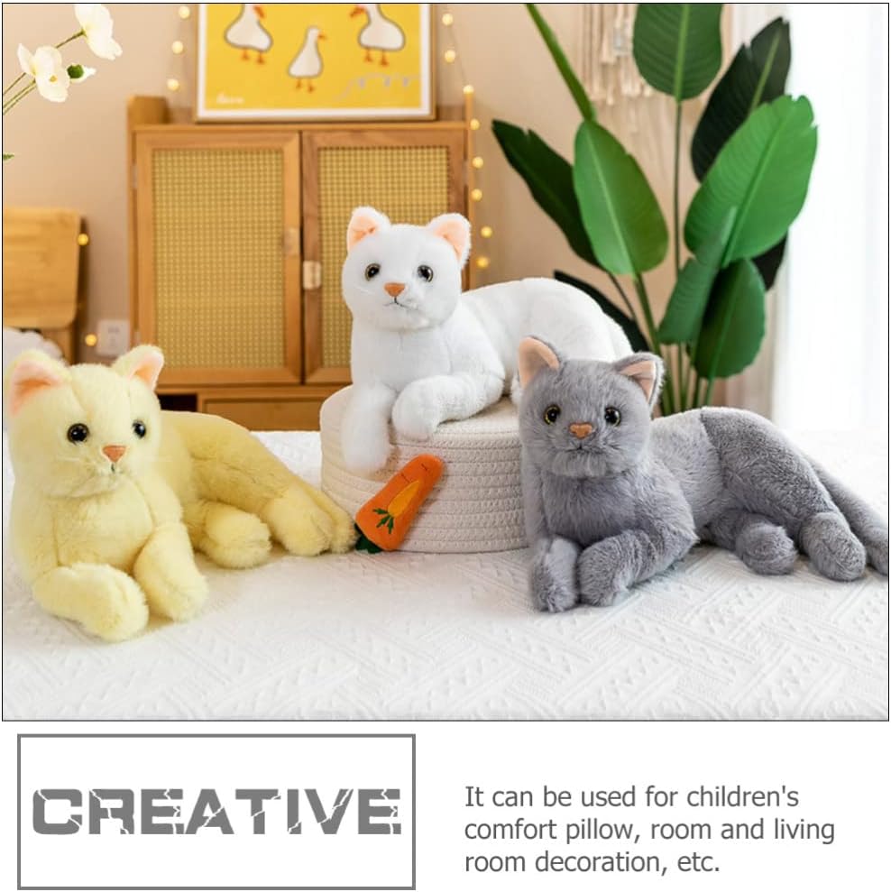 Kisangel 1pc Plush Cat Stuffed Animal Cats That Look Real Plush Stuffed Toy Cat for Babies Boys& Girls (White) - Image 7