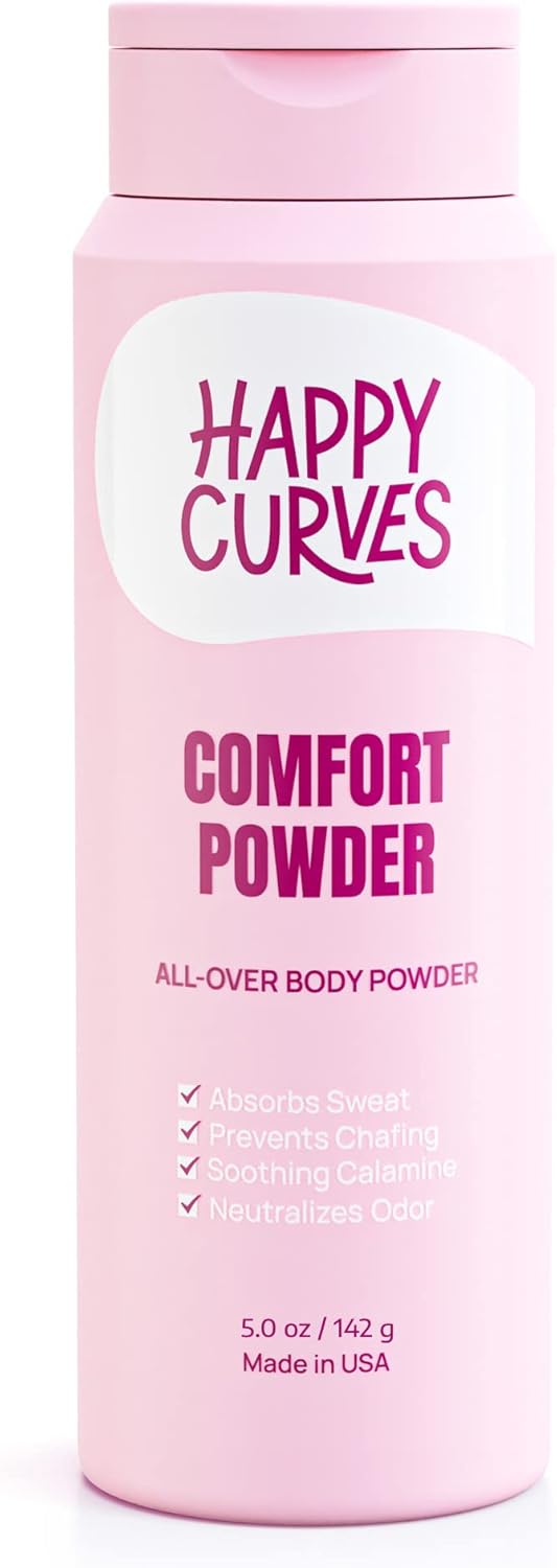 Happy Curves Comfort Powder Talc Free Anti Chafe Body & Foot Powder Deodorant to Control
