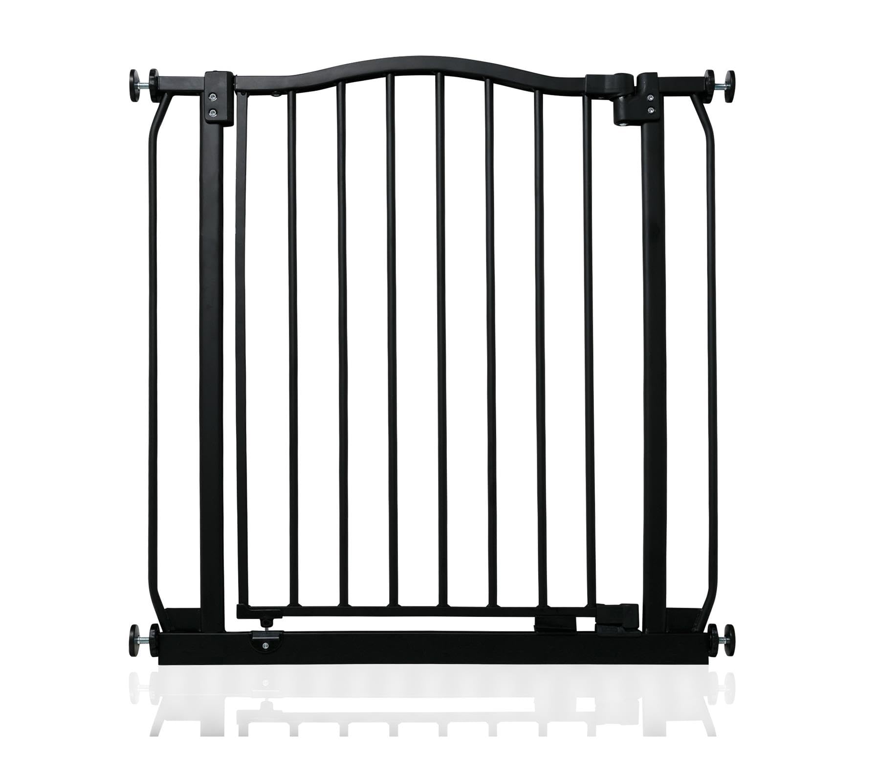 Safetots Brama Bezpieczenstwa z Zaokraglonym Górnym Elementem, 71 cm - 80 cm, Matowa Czarna, Brama Naciskowa do Schodów, Brama Dla Dzieci do Drzwi, Bariera Bezpieczenstwa, Latwa Instalacja