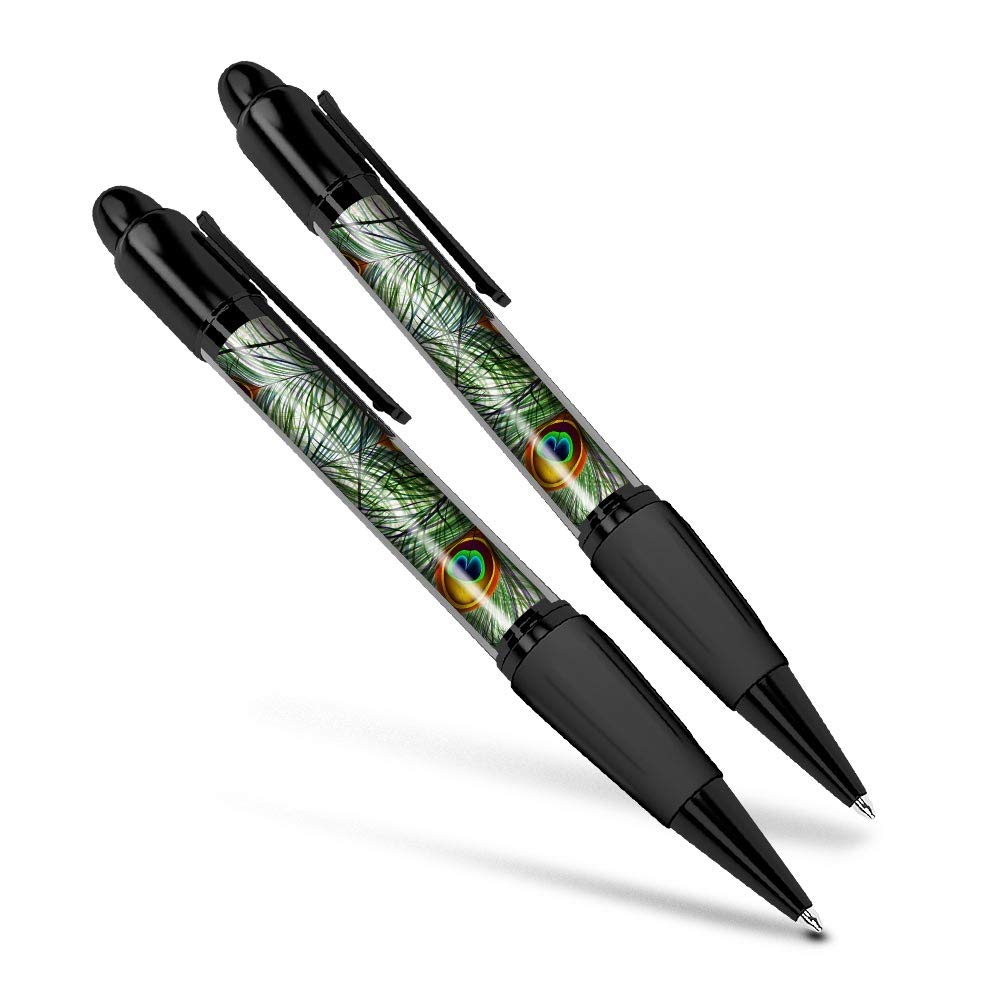 Destination Vinyl ltd Beautiful and comfortable Set of 2 Matching Pens - Pretty Peacock Feather Bird #13098