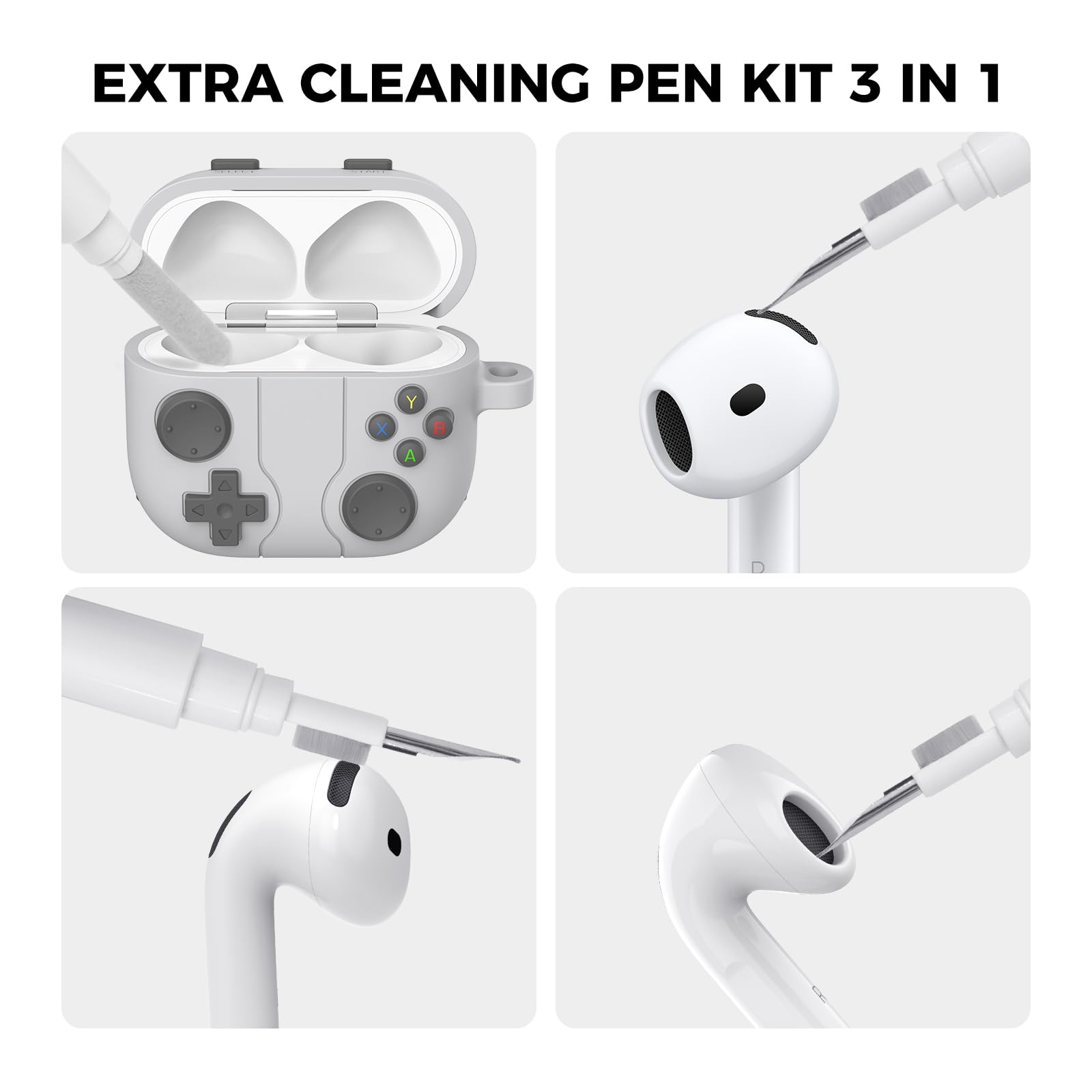 AhaStyle AirPods 4 Custodia Cover con Kit Pulizia Retro Handheld Game Console Design per AirPods 4a Generazione Custodia Morbida Pelle Protettiva in Silicone per Apple AirPods4 2024 Custodia Ricarica