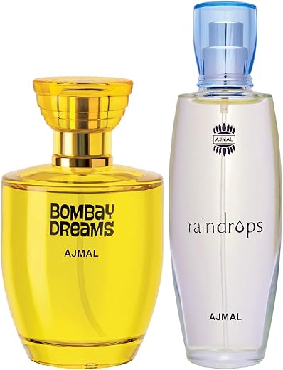Ajmal Bombay Dreams EDP Floral Fruity Perfume 100ml for Women and Raindrops EDP Floral Chypre Perfume 50ml for Women