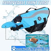 Vista 2 de EMUST Chalecos salvavidas ajustables para perros pequeños con flotabilidad mejorada, chaleco de natación para perros pequeños con asa de rescate Azul