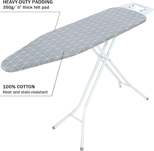 Miniatura 9 de Funda para tabla de planchar y almohadilla de tamaño estándar 15 x 54, 3 pares de correas de cierre de velcro, bordes elásticos, cubierta de algodón