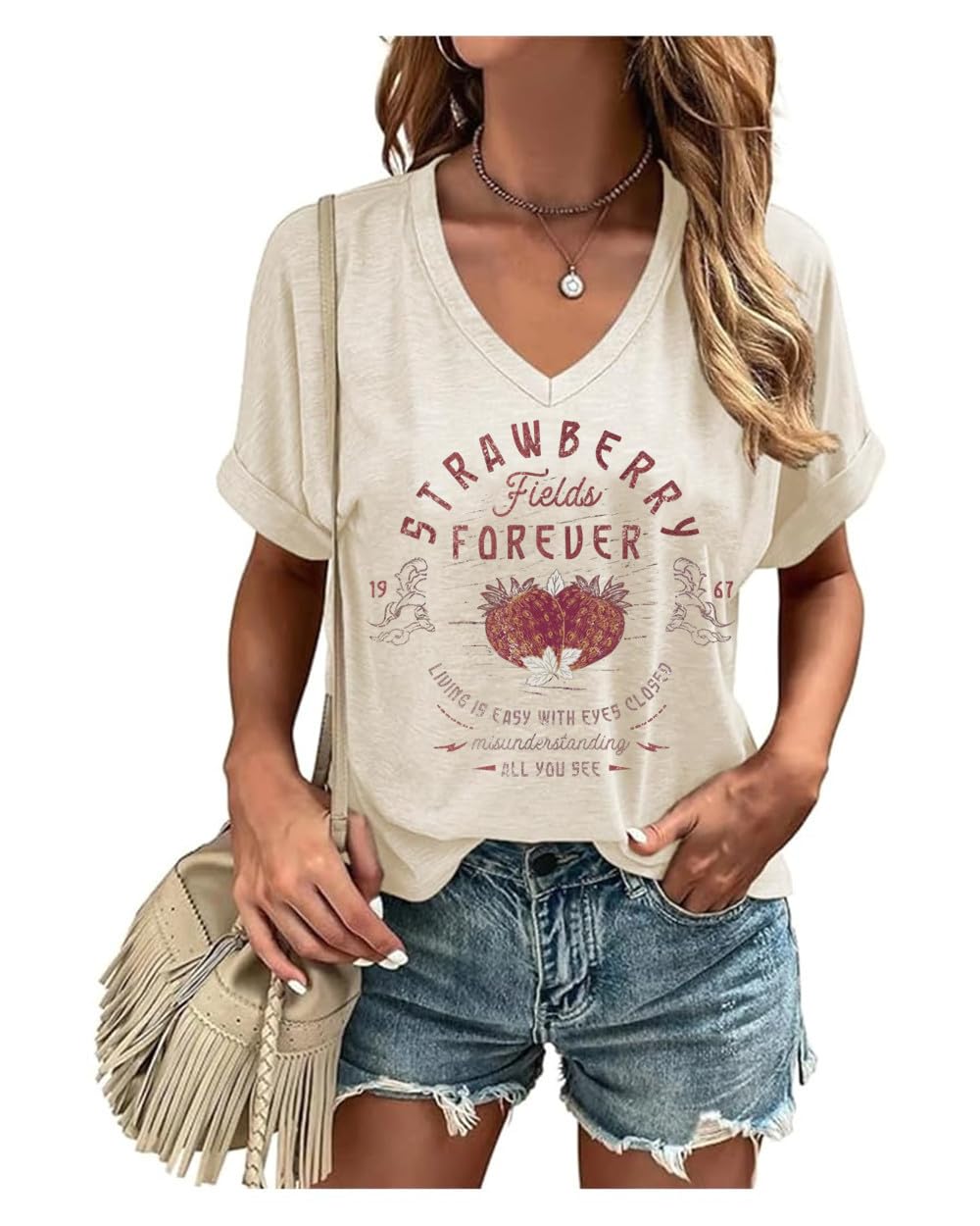 Women Rock Band T-Shirts Vintage Rock and Roll Country Music Shirt Funny Concert Outfit V-Neck Vacation Tops