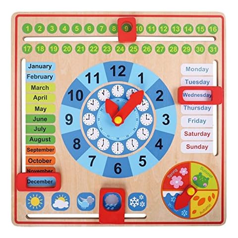 Pidoko Kids Montessori Toys for Toddlers 3 Years - 4 Year Old Learning Materials for Preschool - All About Today Board - Wooden Calendar and Learning Clock - Educational Gifts for Boys and Girls Cover