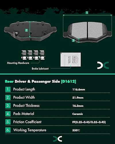 Miniatura 4 de Juego de 8 pastillas de freno de cerámica, SCITOO para Ford ExplorerFlexTaurus, para Ford Interceptor de policía SedánUtility, 14-18 para Ford