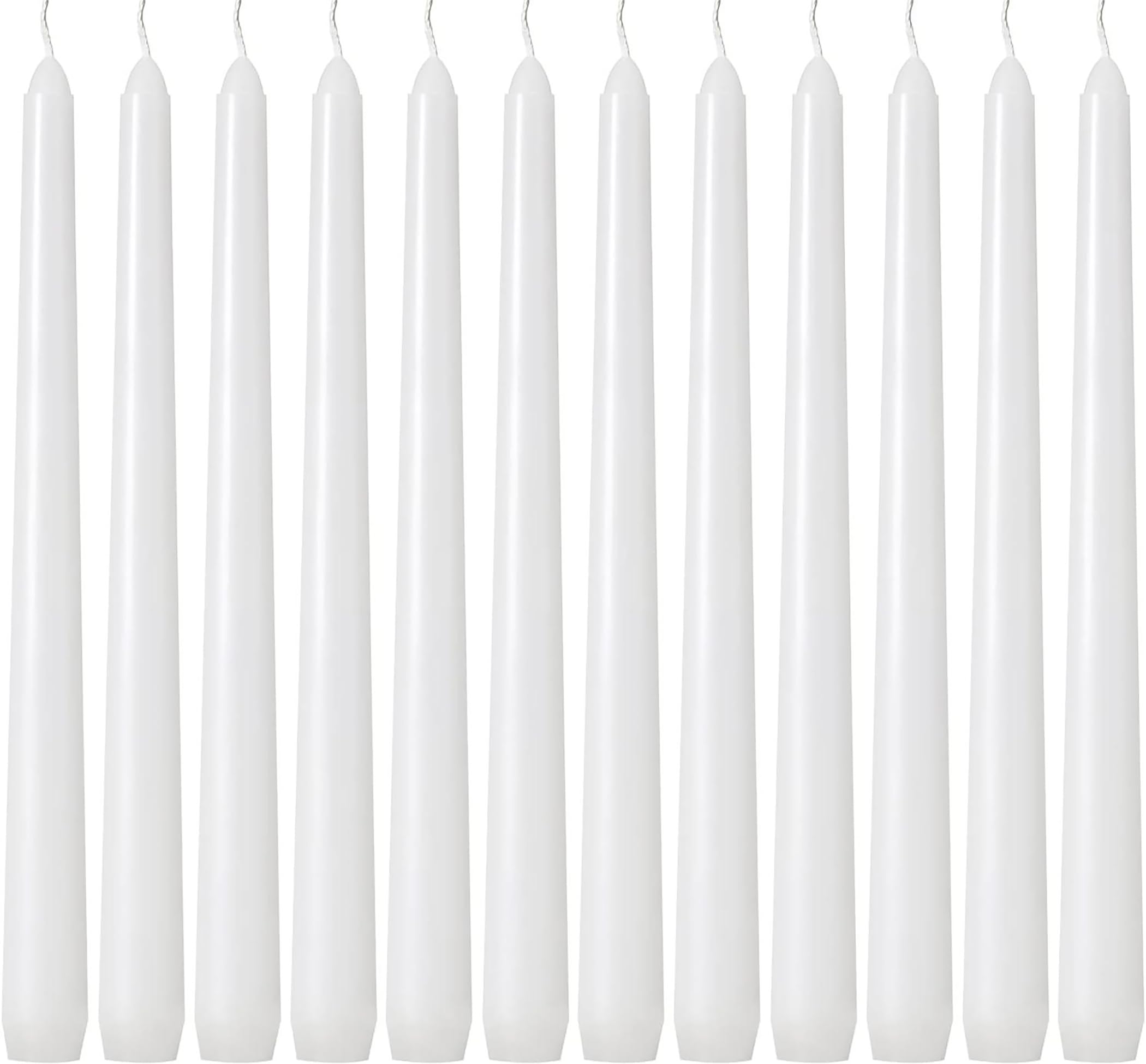 12 Pack White Taper Candles - Taper Candles 10 Inch Dripless, Smokeless & Unscented - 8 Hours Long Burning - Tall Candlesticks - Ideal for Weddings, Dinner Parties, Home Decor, Birthday Party