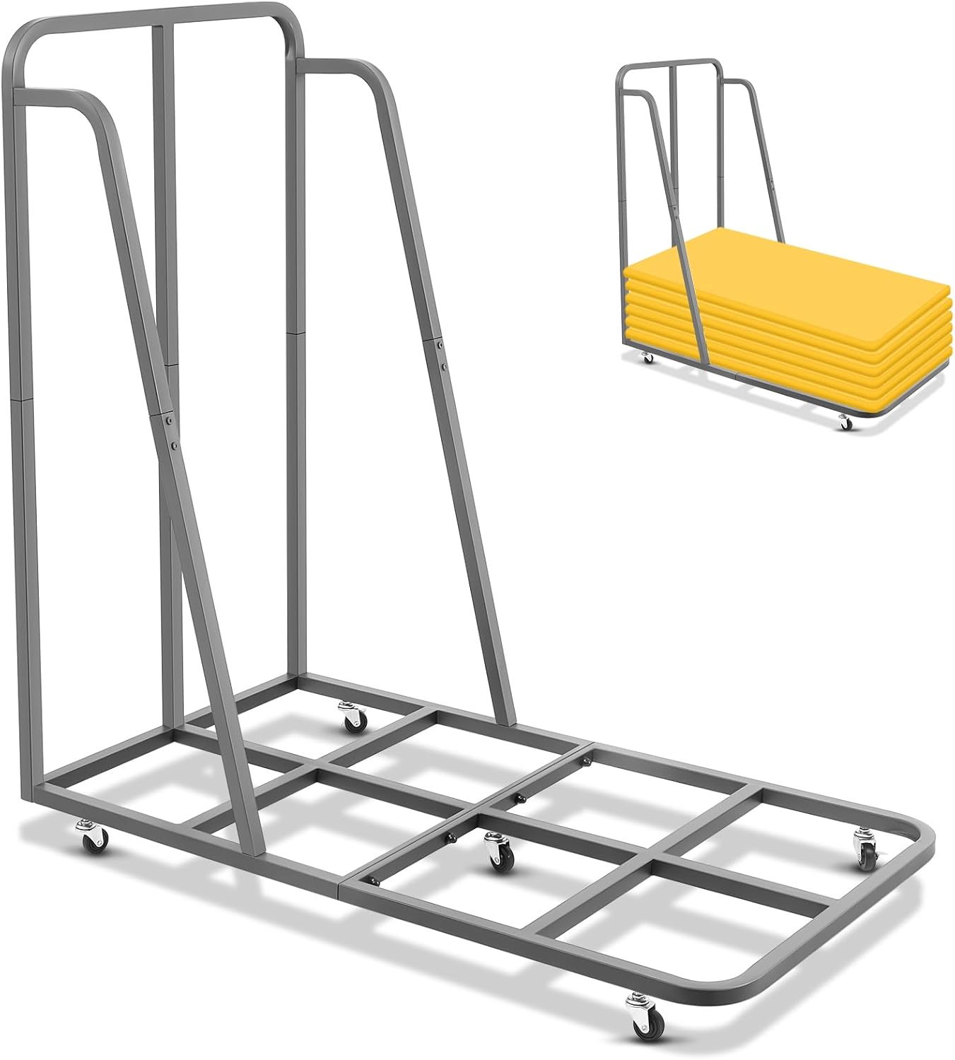 Rest Mat Trolley Storage Cart Grey Teaching Rolling Cart for Sleeping Mats Nap Mat Storage for Mobile Nap Mats Garage Moving