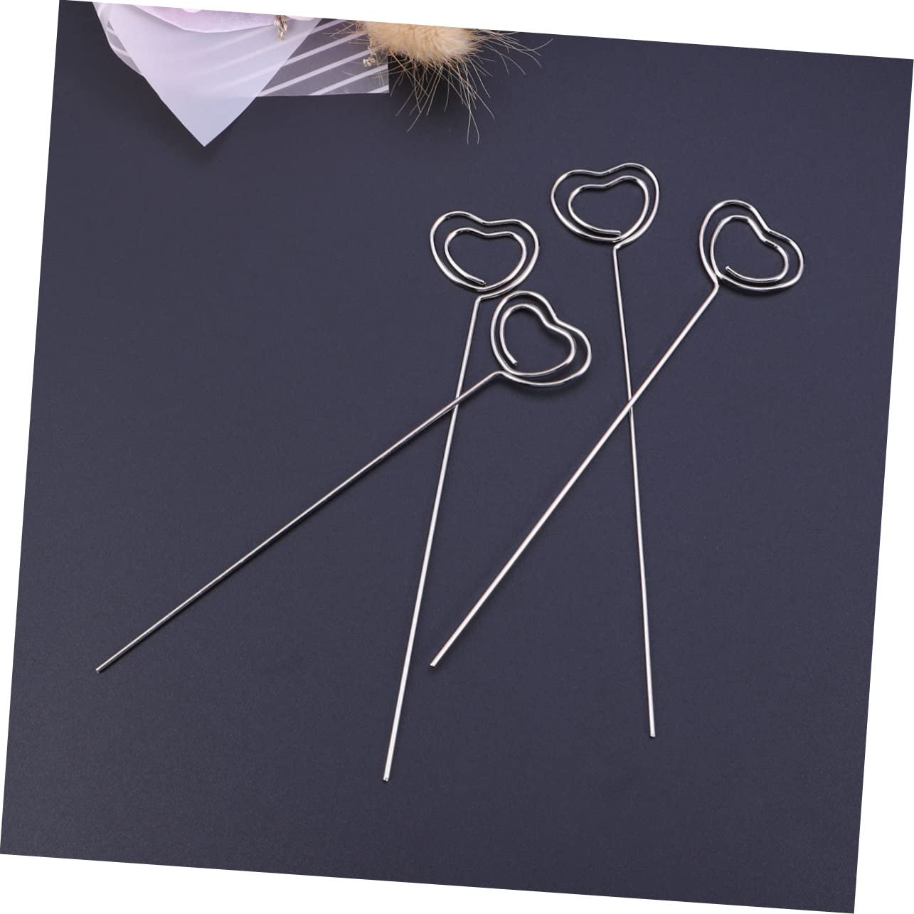 DECHOUS 3 Set di Portafoto A Forma di Cuore in Metallo con Clip per Foto per Casa Ufficio Matrimonio Argento 50 Pezzi*3