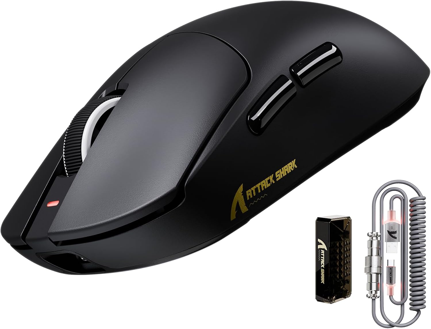 ATTACK SHARK X8ULTRA Wireless Gaming Mouse, 42000 DPI PAW3950MAX Sensor, 8000Hz Polling Optical Nordic 52840 Tri-Mode 2.4G/BT/Wired, 55g Lightweight Big Hand Ergonomic Mouse with Coiled Cable-Black
