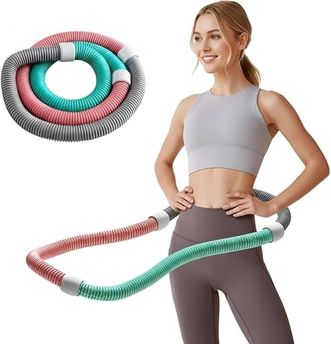 maytopia Hula Hoop con peso para pérdida de peso de adultos, aro de fitness plegable de resorte suave de 3.3 libras, aro de ejercicio para mujeres