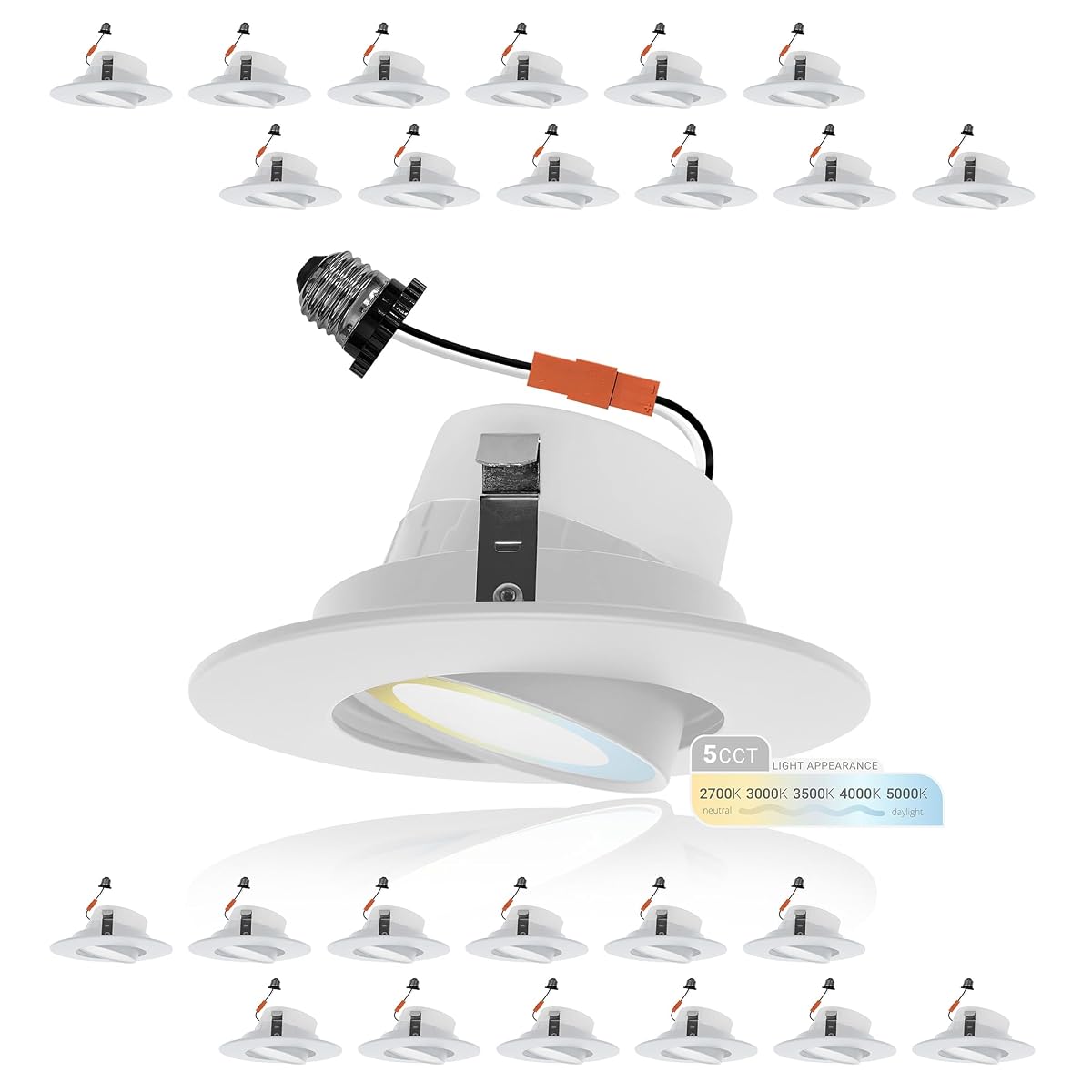 Nuwatt 24 Pack Retrofit 4 Inch Gimbal Led Recessed Light White Trim, High