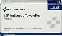 First Aid Only 12-018 Benzalkonium Chloride Antiseptic Wipes, 10 Individually Wrapped Towelettes for Cuts & Scrapes