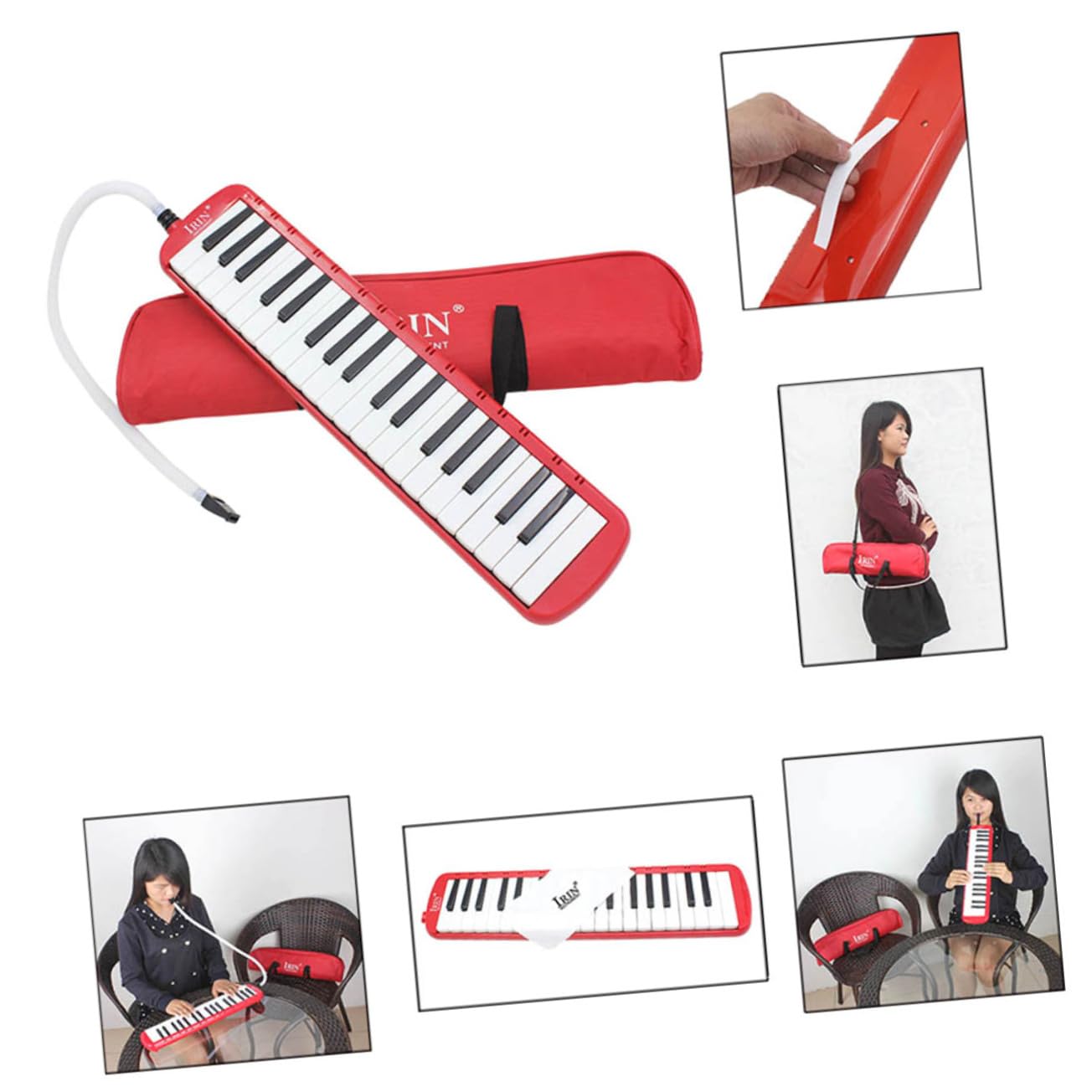 UKCOCO Data [ Melodica a 37 Tasti Strumento Chiave Con Custodia, Pianica Portatile Rossa Senza Batterie Per Principianti Amanti Della Musica, Per Praticare a Casa e in Viaggio