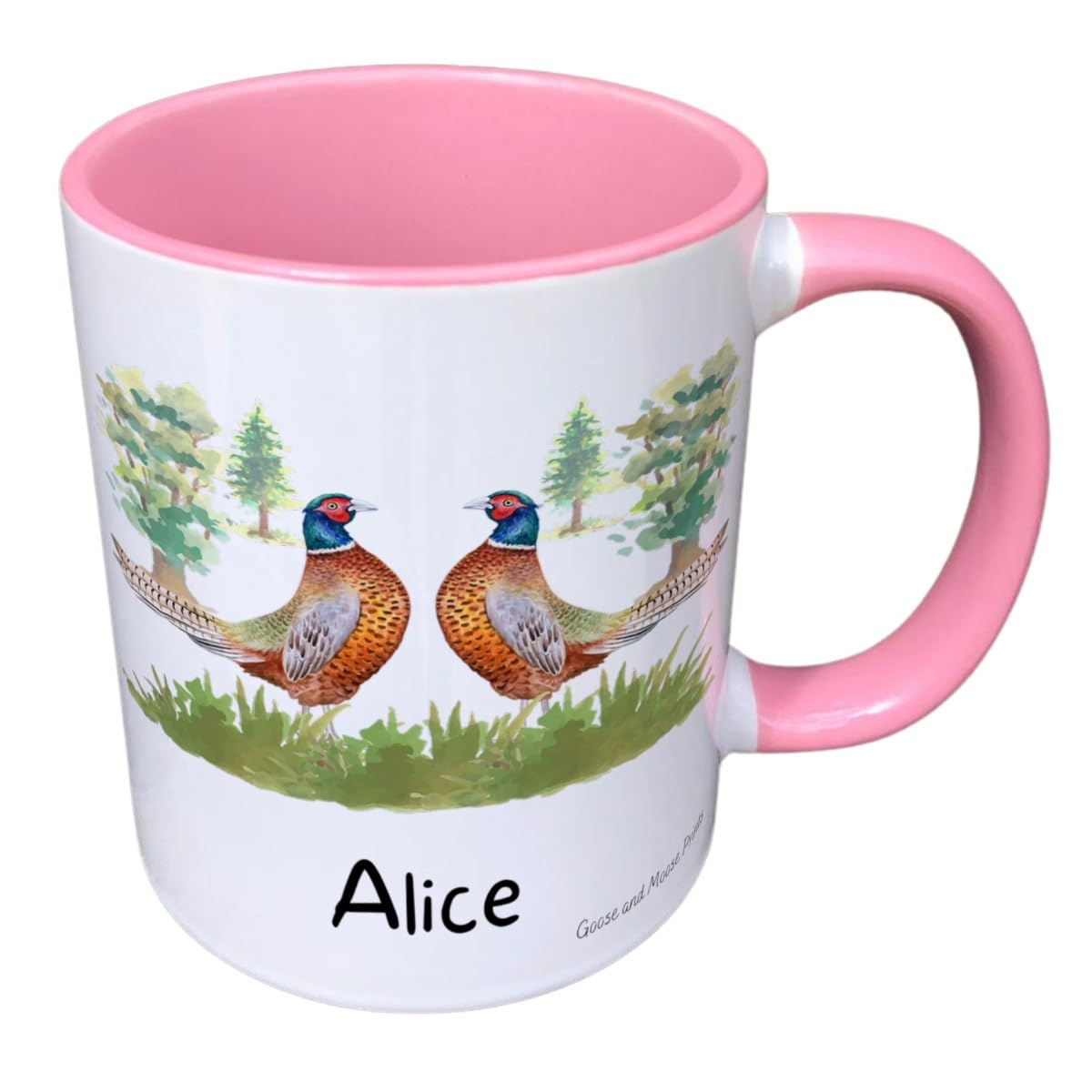 Personalised Pheasant Mug Gift - Present for Wildlife Lovers - Wild Animal Gifts - Personalised Woodland Animal Mug - Country Style Mug (Navy)