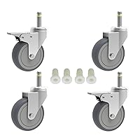 Vista 18 de Ruedas giratorias de 5 pulgadas RILIDRI, rueda de goma con diámetro de eje de 7/16 pulgadas, ruedas de repuesto de goma termoplástica TPR de alta