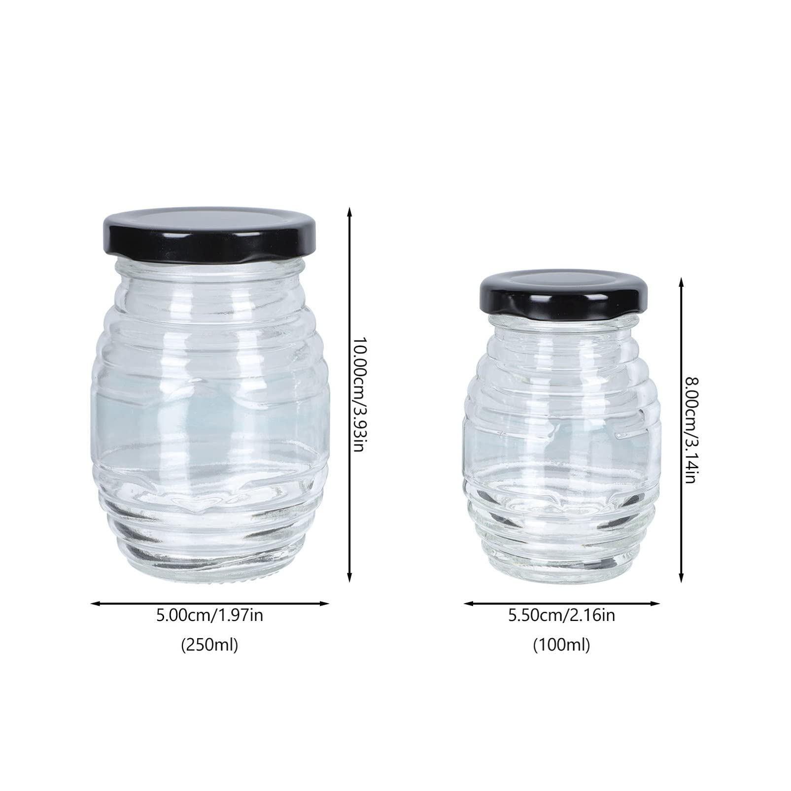 Cabilock Honey Sauce Storage Jars Glass Bottles Sealed Lids Small Bottles Lids 6 Pack 100ml 250ml