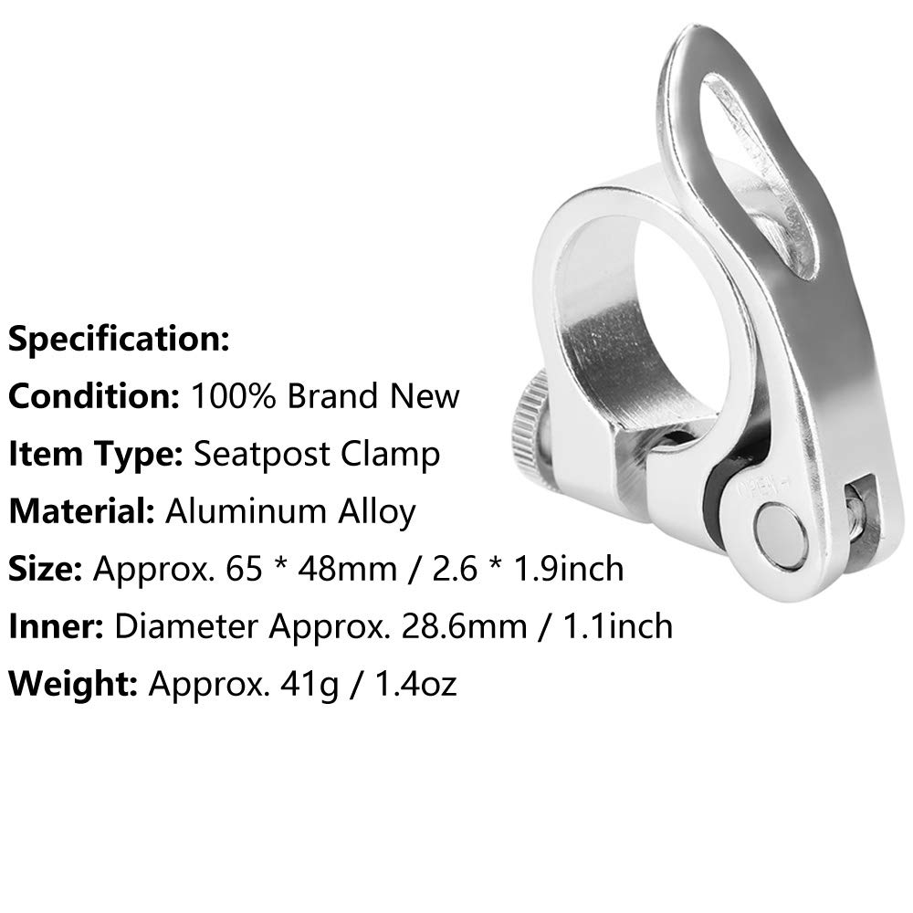 Seat Pipe Clip Highway Mountain Aluminum Alloy Seat Pipe Clip Quick Detachable Seat Pipe Clip (Black, Silver)(Silver)