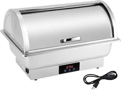 Miniatura 7 de Juego de 2 sartenes eléctricas, platos de cocina con tapa enrollable, bandeja de calentamiento de temperatura, calentador de alimentos de acero