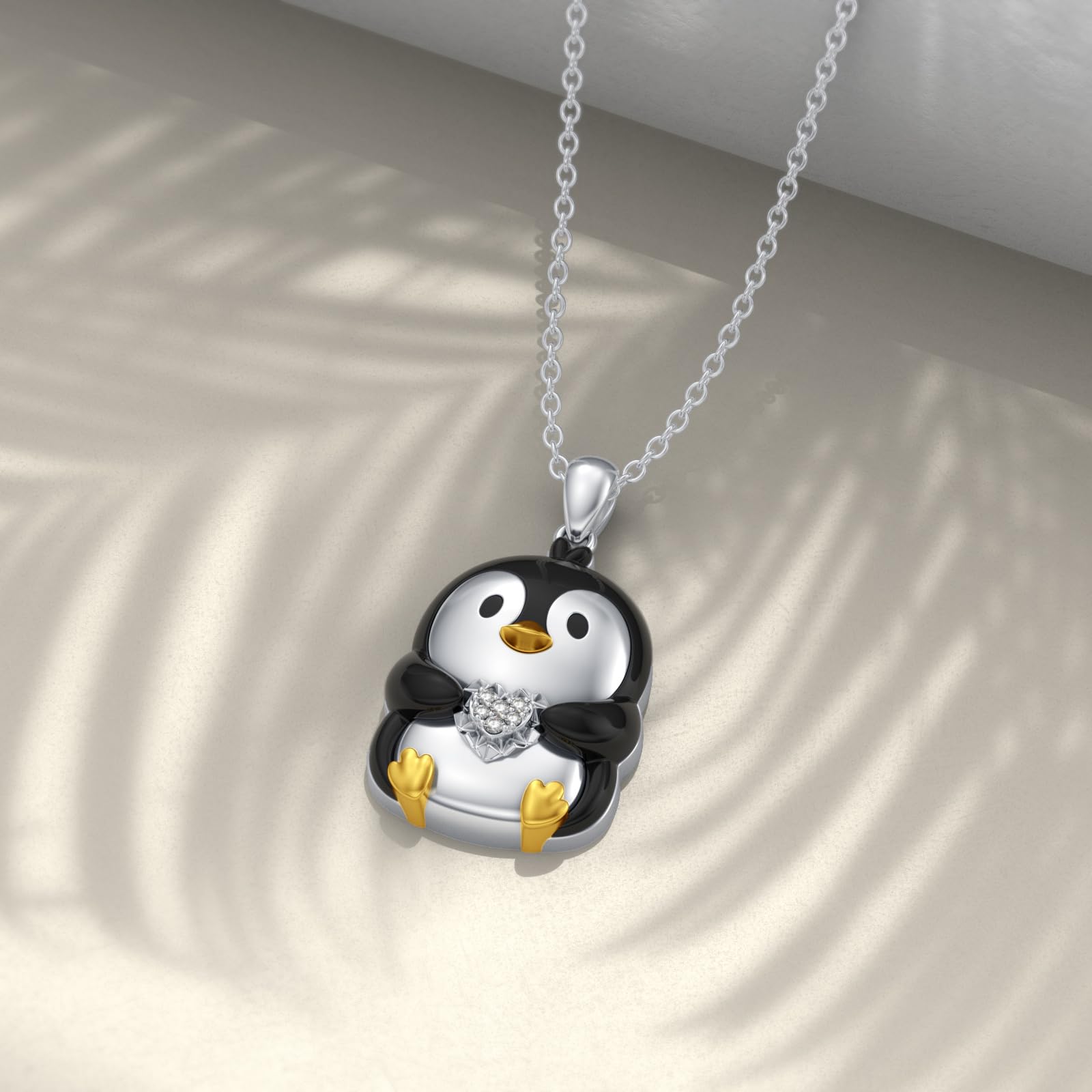 Diamant Pinguin Kette für Damen 925 Sterling Silber Penguin Anhänger Halskette mit Lab-Grown Diamant Schmuck Geschenke