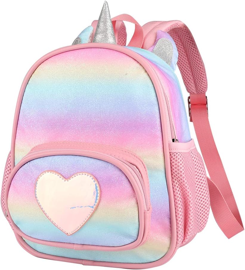 Mibasies Kids Rainbow Glitter Unicorn Backpack for Toddler Girls