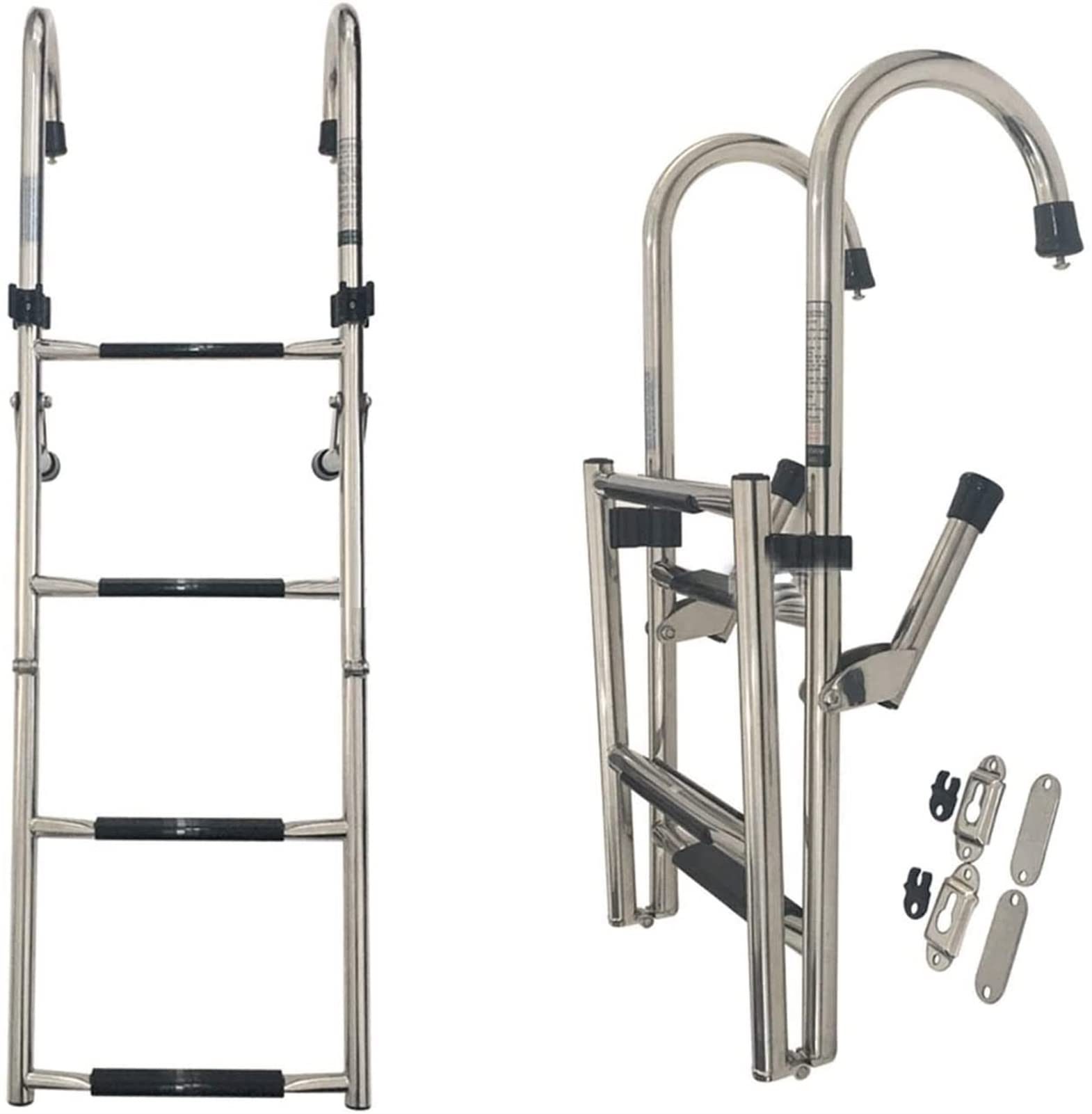 Buy HAO KEAI Stainless Steel Telescoping Boat Ladder Folding 4 Step