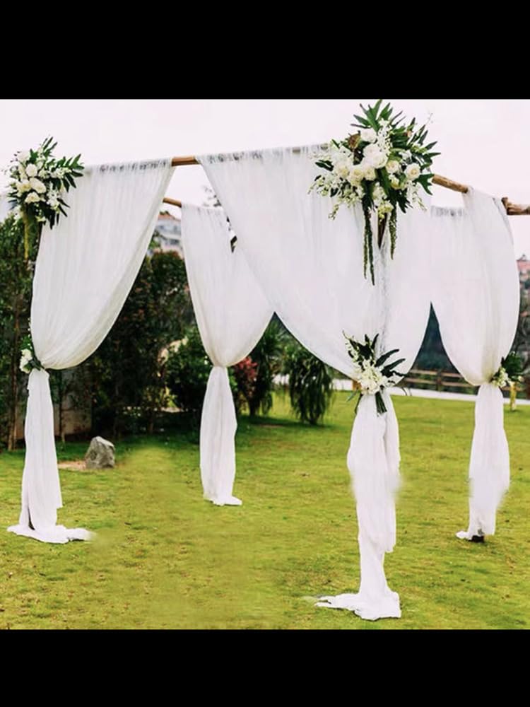 Tüll Stoff Organza Band Tüllstoff als Meterware Glanz Stoffe Hochzeit Vorhang Hochzeitsbogen Drapierstoff Tischdecken Deko Schals für Hochzeit Party Geschenke Deko Basteln Weiß 50m