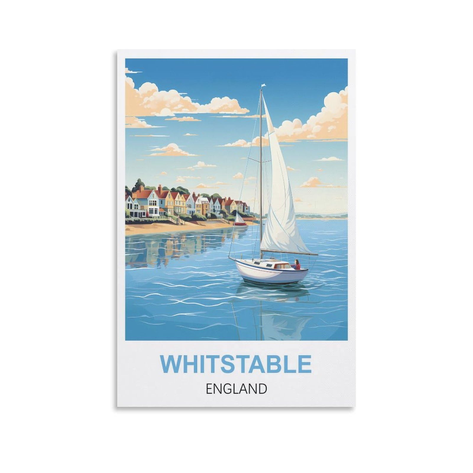 WGMDOEE Whitstable England Vintage Travel Poster 08x12inch(20x30cm) Canvas Poster Living Room Wall Art Home Decor
