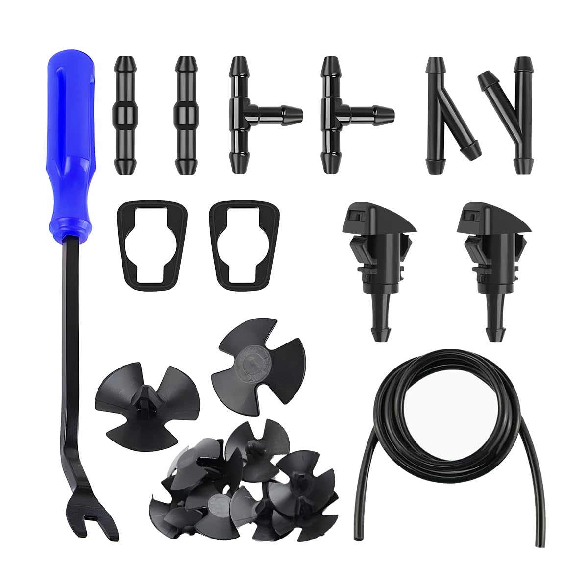 20PCS Car Windshield Washer Hose Kit, 6PCS Hose Connectors, 4 Meter Washer Fluid Hose, 2PCS Nozzle, 10PCS Clips & Blue Tool, Windshield Cleaner Hose Set Suitable for Most Cars-image-49