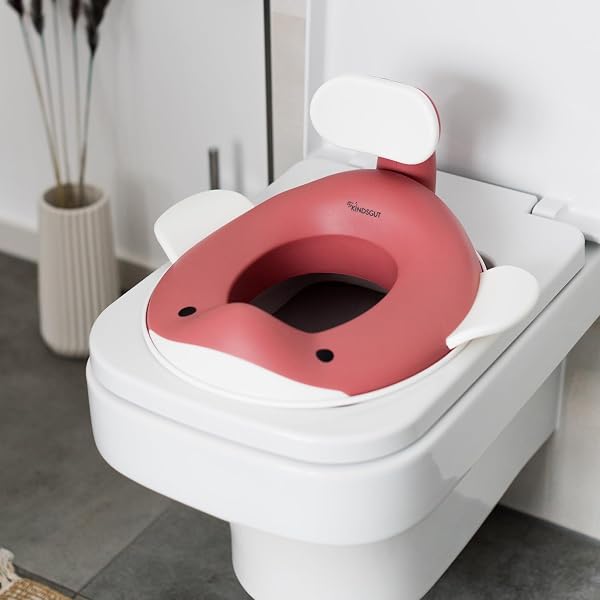 Kindsgut Riduttore a Forma di Balena per WC, Disegno Pensato per Bambini, Privo di Sostanze Nocive - A Misura di Bambino, Colore Rosa Antico - 3