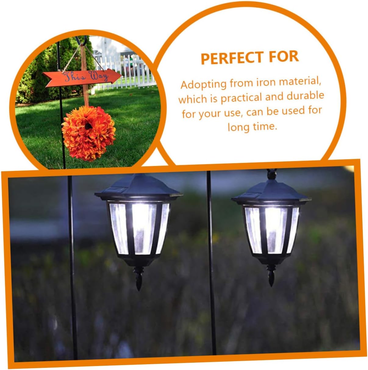 Mipcase 6Pcs Garden Stake Hooks Durable Shepherd Hooks for Hanging Solar Lights Bird Feeders Lanterns Outdoor Decor for Lawn Garden Courtyard