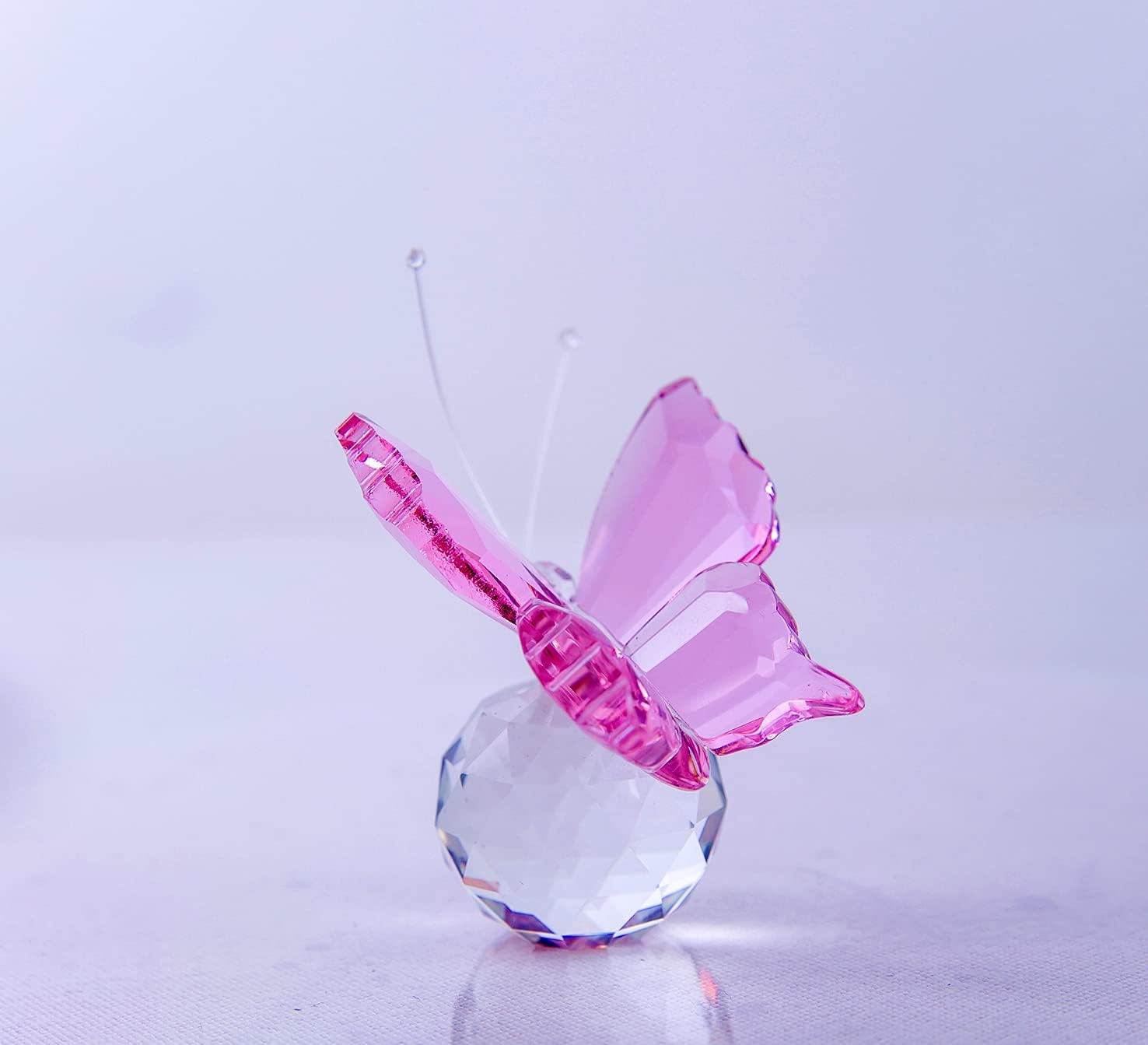 BMILY Crystal Flying Butterfly with Crystal Ball Base Cut Glass Ornament Statue Animal Collectible Figurines (Pink) : Home & Kitchen