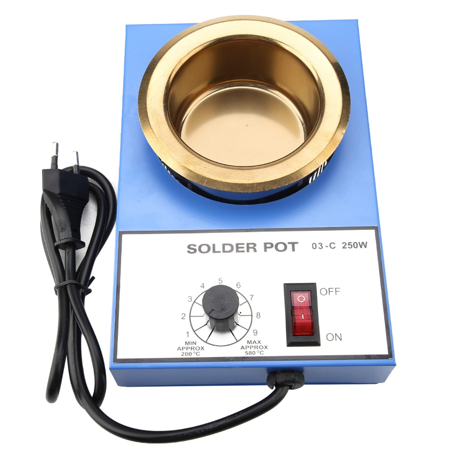 Pot de Soudure, 220V 100mm Bain à Dessouder pour Souder le Circuit de Thermostat Électronique 300 W, 250 W (en option) (prise EU)(EU Plug (250W))