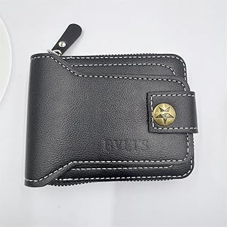 Herren-Geldbörse mit Reißverschluss, RFID-blockierend, Leder, Kreditkartenetui, Schwarz, 4.5 x 3.3 x 0.8 inches, Klappbar